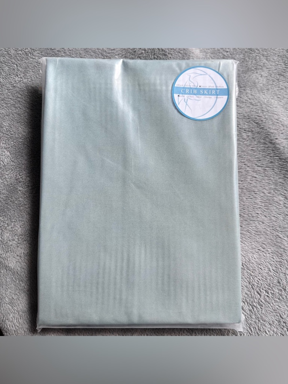 NWT! Standard Crib Skirt - Solid Gray/Green Color